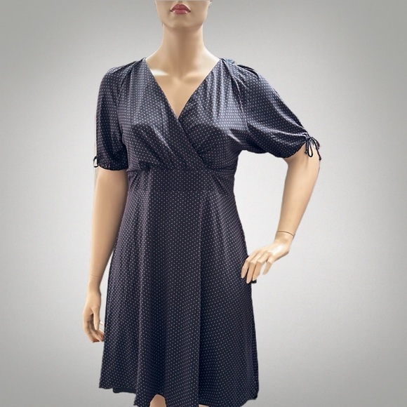 Igigi Polka Dot Dress Plus Size 18/20 Pink Dots on Black, Short Sleeves Country - Picture 12 of 15